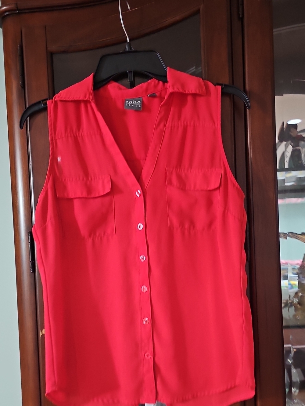 Soho New York & Co. Red Sleeveless Button-Front Blouse Sz XS